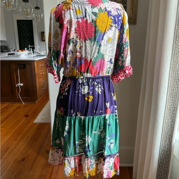 Anthropologie Floral Multicolor Wrap Dress - Picture 6 of 7